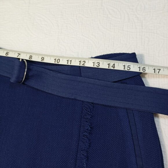 Adolfo Dominguez Skirt Midi With Fringe Hem & Belt Size 40 Womens Blue - Picture 9 of 10